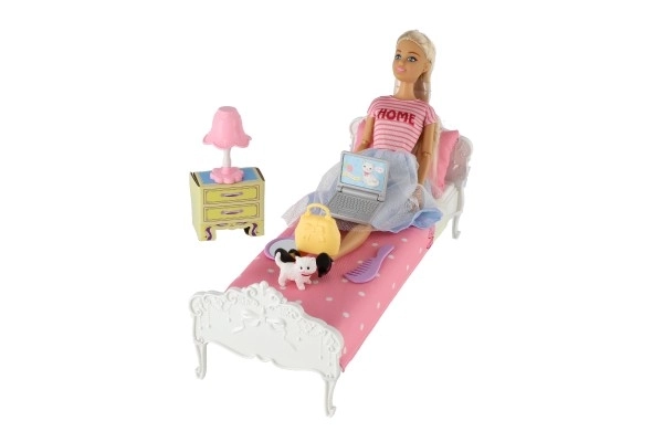 Pop Anlily met slaapkamer kunststof 26cm met accessoires in doos 37x27x17cm