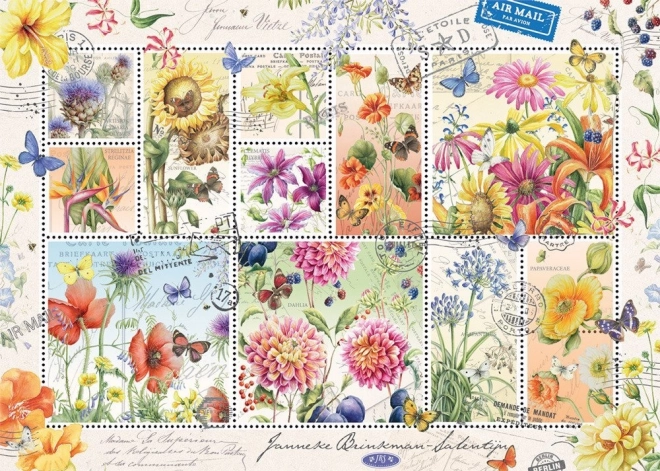 Jumbo puzzel zomer bloemenpostzegels 1000 stukjes