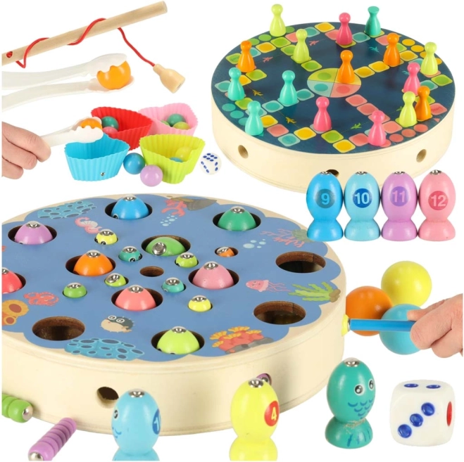 Montessori spel voor kinderen: visjes en rupsjes – magnetisch vissen en sorteren