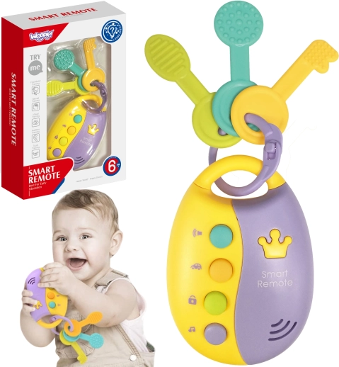 Woopie baby interactieve sleutels met slimme afstandsbediening 2-in-1 – rammelaar en bijtring