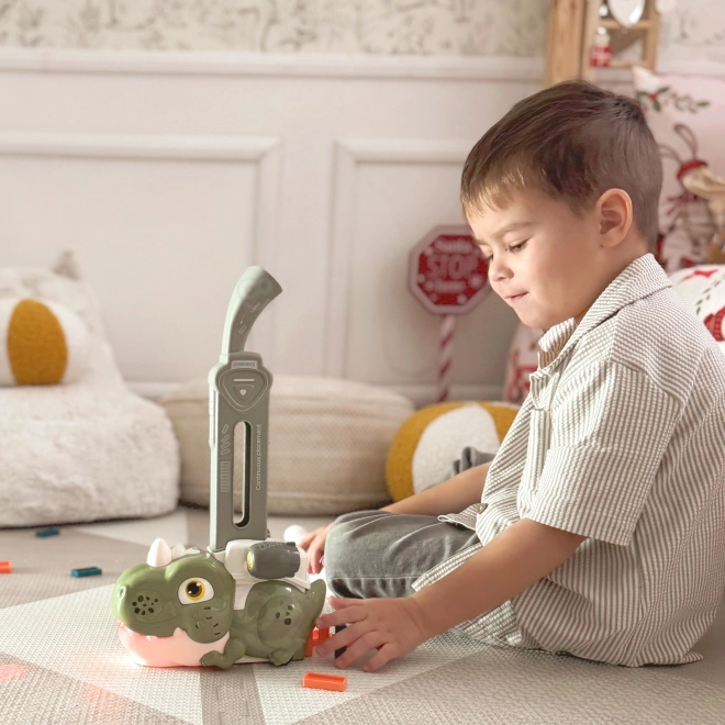 Elektrische locomotief dinosaurus met Domino-blokken