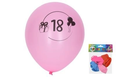 Opblaasbare ballon met nummer 18 30 cm - set van 5 stuks