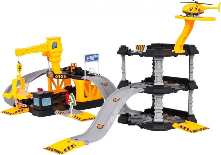 Heliport en bouwvoertuigen