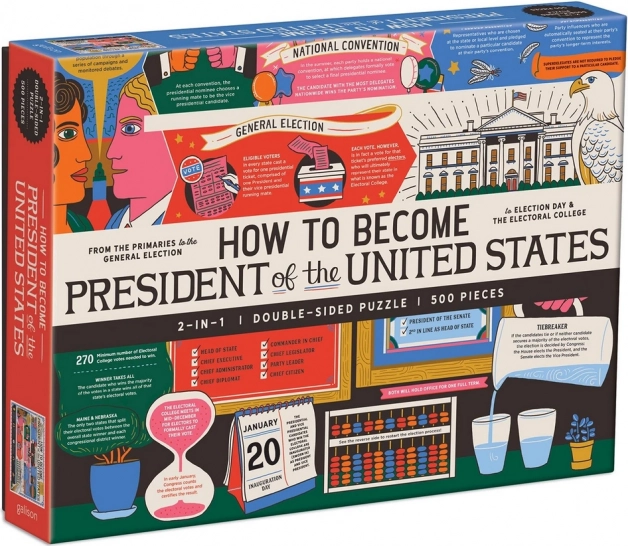 Dubbelzijdige puzzel Hoe word je president van de Verenigde Staten 500 stukjes GALISON