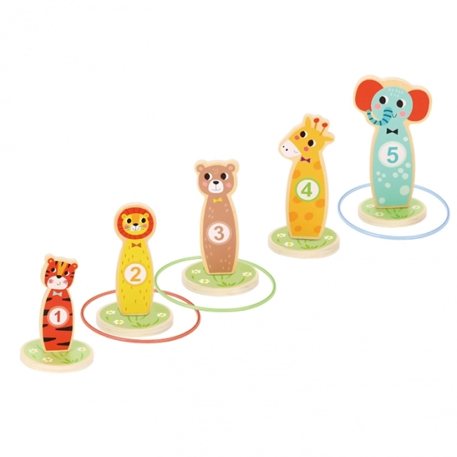 Houten behendigheidsspel Tooky Toy - gooi naar doel dieren