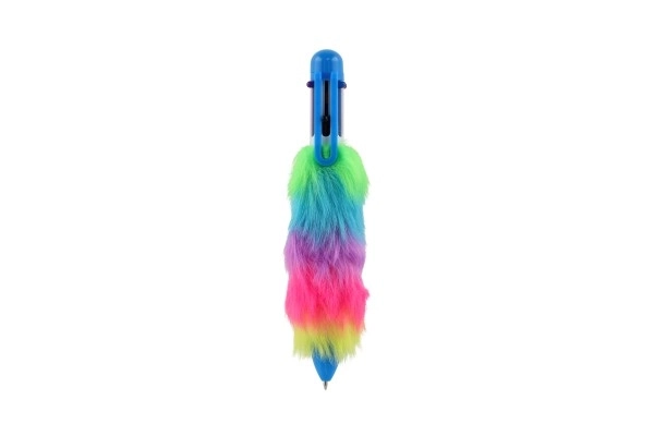 Teddies kleurrijke pluchen pen met kwastjes