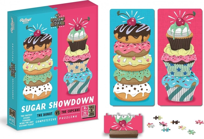 Puzzle Duel Zoete Afrekening: donut vs cupcake 2×70 stukjes