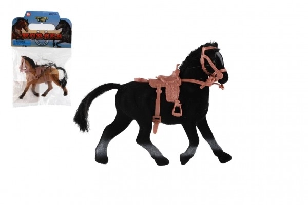 Paard met zadel 15 cm 2 kleuren in zak 16x24 cm