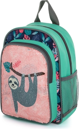 Speels design met pailletten en luiaard