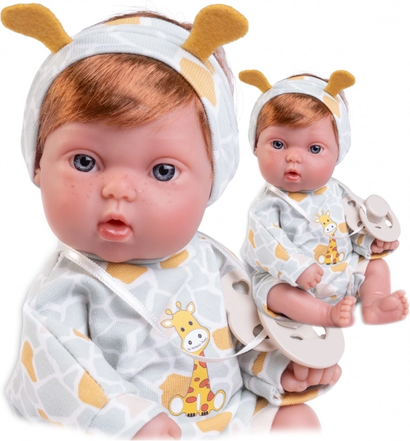 Realistische babypop Picolín met giraffenpakje 21 cm