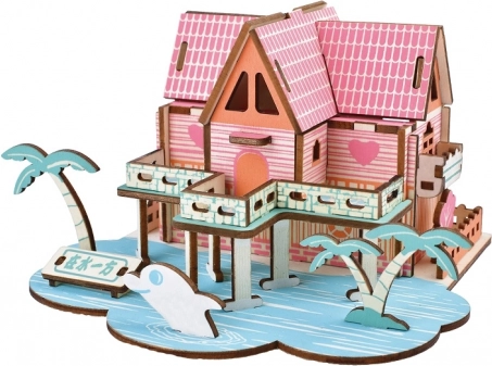 woodcraft houten 3D-puzzel zomers huis