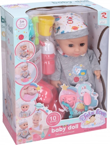 Plasbaby in grijs pakje 30 cm met geluiden