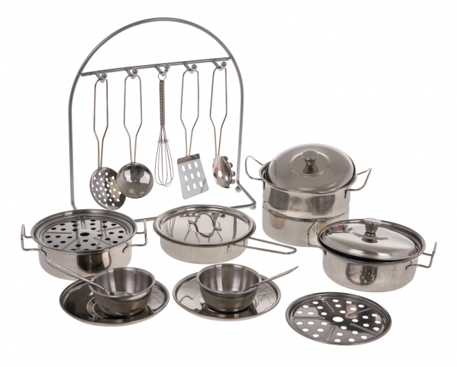 Set van metalen potten + accessoires - 23 stuks