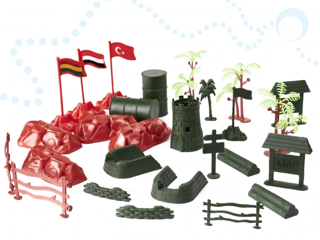 Set van plastic soldaatjes met accessoires - 307 stuks