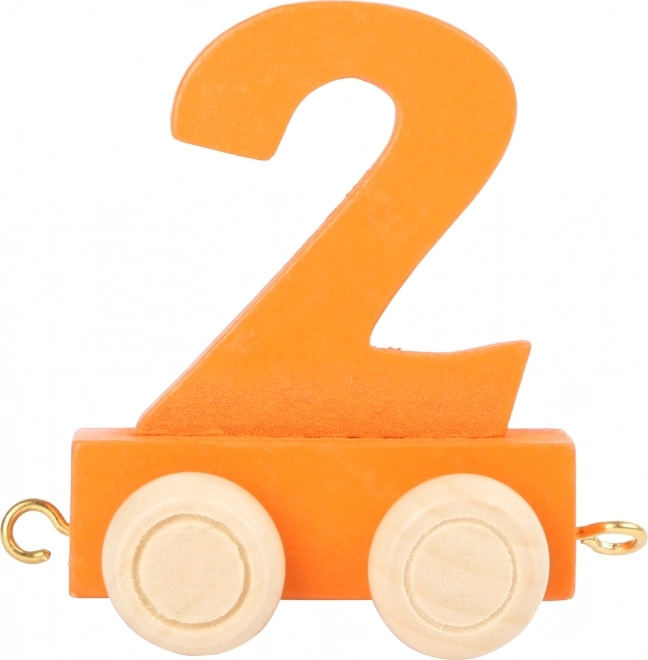 Wagon met gekleurd cijfer 2 voor houten treinbanen