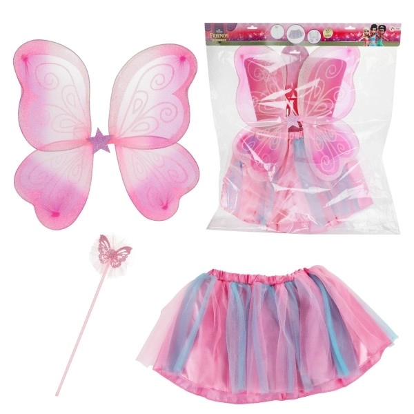 Roze carnaval kostuum fee met vleugels