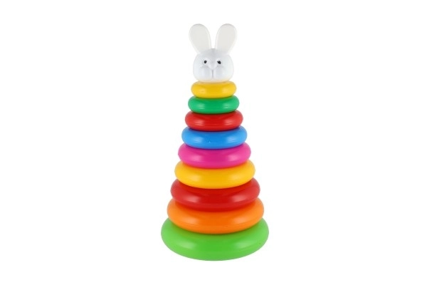 Stapelspel piramide met plastic ringen 28cm ass. 2 soorten in net 12m+