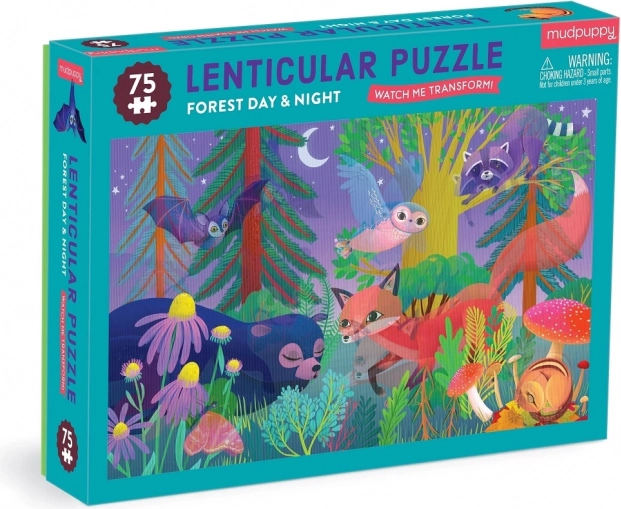 Puzzel met lenticulair effect Bos overdag en ’s nachts 75 stukjes