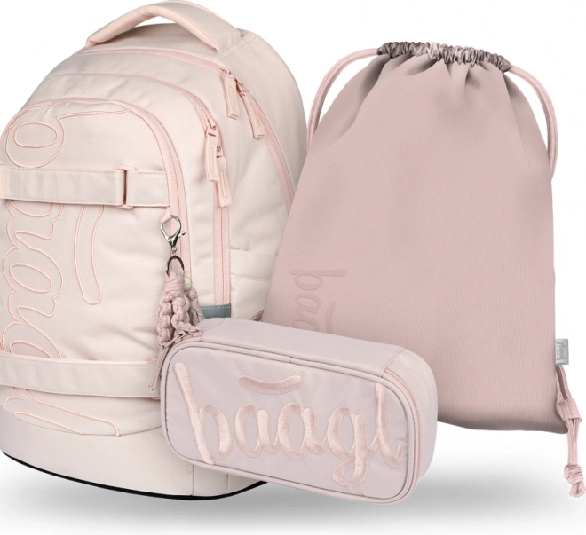 Baagl set Skate Max Creamy: Rugzak, Etui en Trekkoordzak