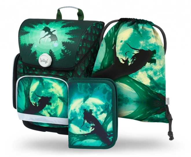 BAAGL SET 3 Ergo Draak: boekentas, etui, zak