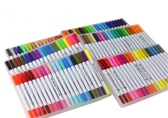 Dubbelzijdige pennen 80 stuks in organizer in verschillende kleuren