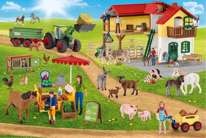 SCHMIDT Puzzel Schleich Boerderij met Verkoopstand 100 stukjes + Schleich figuur
