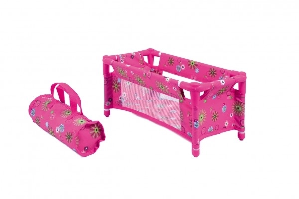 Poppenbedje metaal/plastic opvouwbaar in stoffen tas 27x14x10cm in zak