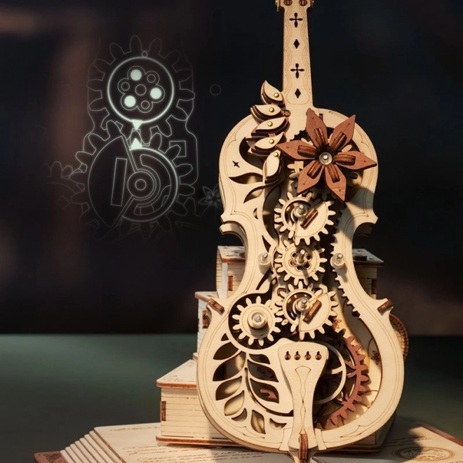 RoboTime houten mechanische puzzel Magische cello (elektrische aandrijving)