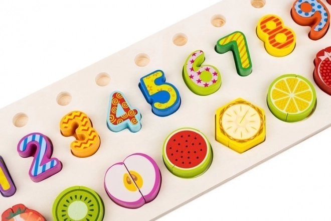 Houten educatief speelgoed met cijfers en fruit
