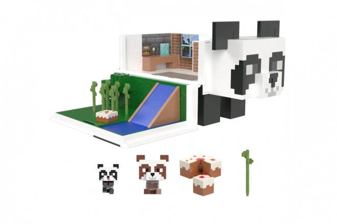 Set figuren Minecraft speelhuis met panda + 2 figuren