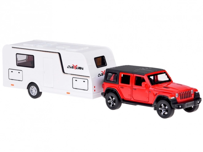 Auto voor vakantieterreinwagen met caravan