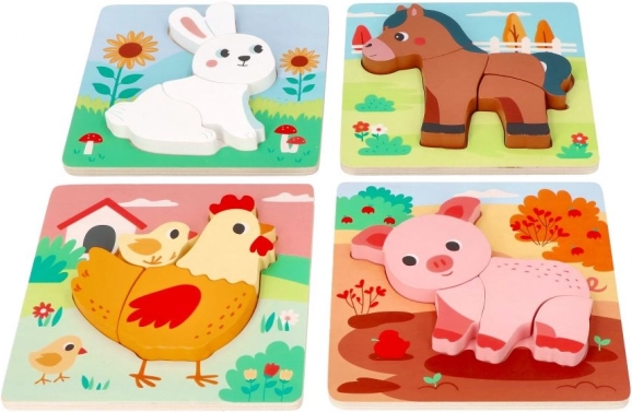 Set van 4 houten puzzels Boerderij