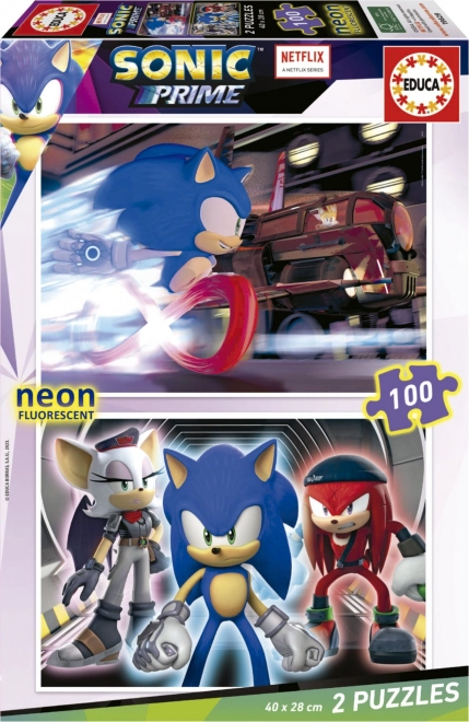 Lichtgevend puzzel Sonic Prime 2x100 stukjes