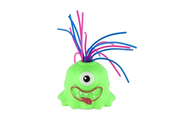 Monster met zuignap van plastic 7 cm op batterijen met geluid, licht 3 kleuren in doos 12 stuks in box
