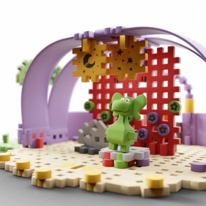 Creatieve bouwset Mini Waffle - Diplodocus en scène 148 stuks