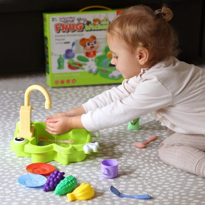 Woopie kinder gootsteen kikker met batterij en waterfunctie