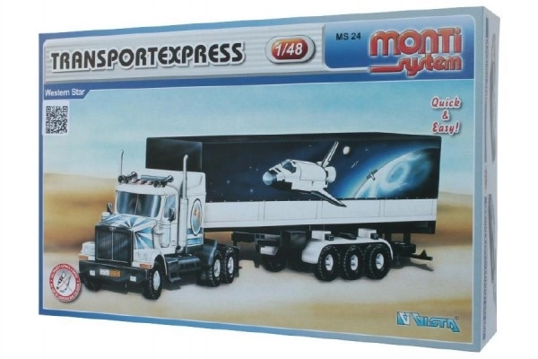 Bouwpakket Monti System MS 24 Transport Express Western star 1:48 in doos 32x20x7,5cm
