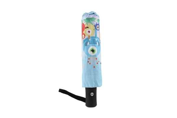 Paraplu Monster opvouwbaar automatische stof/metaal 28cm blauw in zakje