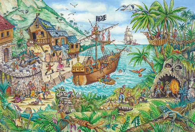 SCHMIDT Puzzel In de Piratenbaai 100 stukjes + cadeau (piratenvlag)