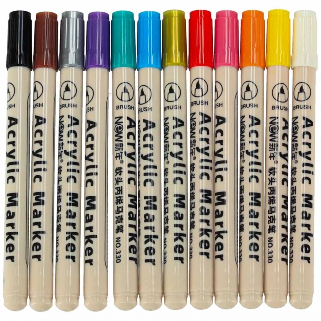 Waterdichte acrylstiften voor textiel en stenen DIY 12 stuks