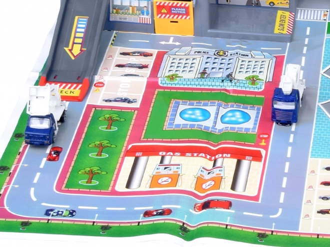 Grote set Luchthaven met parkeren, vliegtuigen en auto's