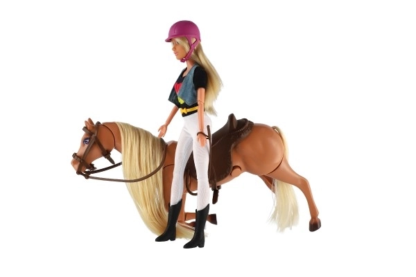 Paard borstel + pop jockey Anlily scharnierend plastic met accessoires in doos 32x36x11cm