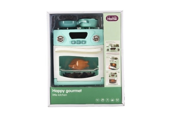 Kookfornuis van plastic met accessoires op batterijen met licht en geluid in doos 22x28x11,5cm 18m+