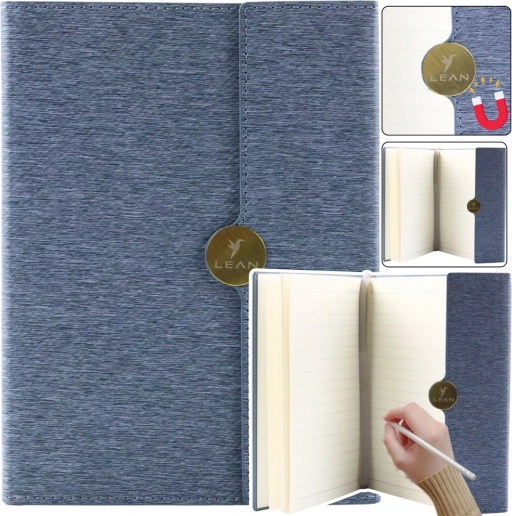 Kantoornotitieboek A5 met magneetsluiting, gelijnd, grijs