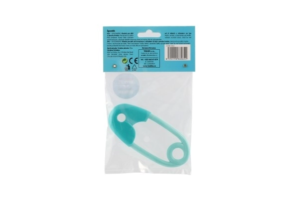 Rammelaar speld plastic 12cm turquoise 12x19cm in zak 0+