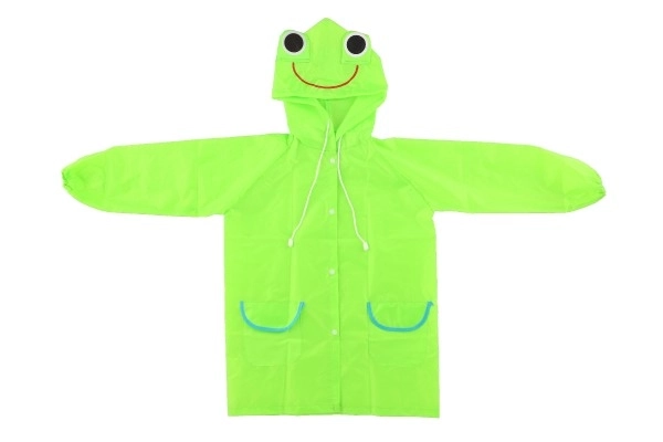 Kinder regenjas kikker maat 110-120cm groen in zak 23x25cm