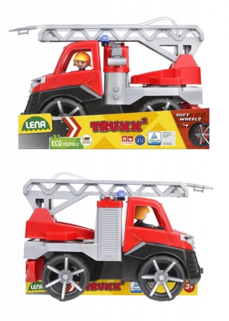 Auto Truxx 2 brandweer spuitende water plastic 29cm met figuurtje
