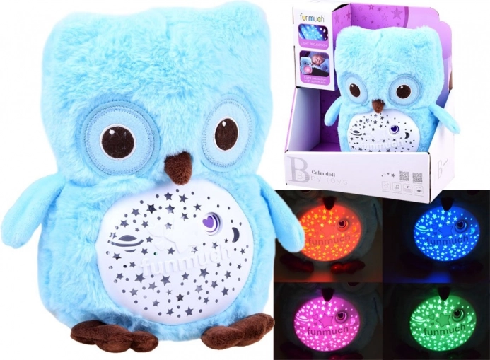 Pluchen uil met projector en slaapliedjes