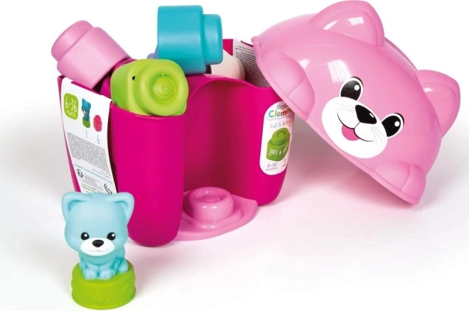 CLEMENTONI SOFT CLEMMY Box met deksel Kat met 6 blokken