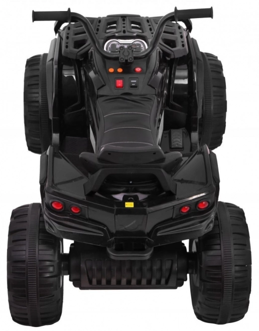 Kinder accu quad zwart + EVA wielen + MP3 radio + LED + langzame start